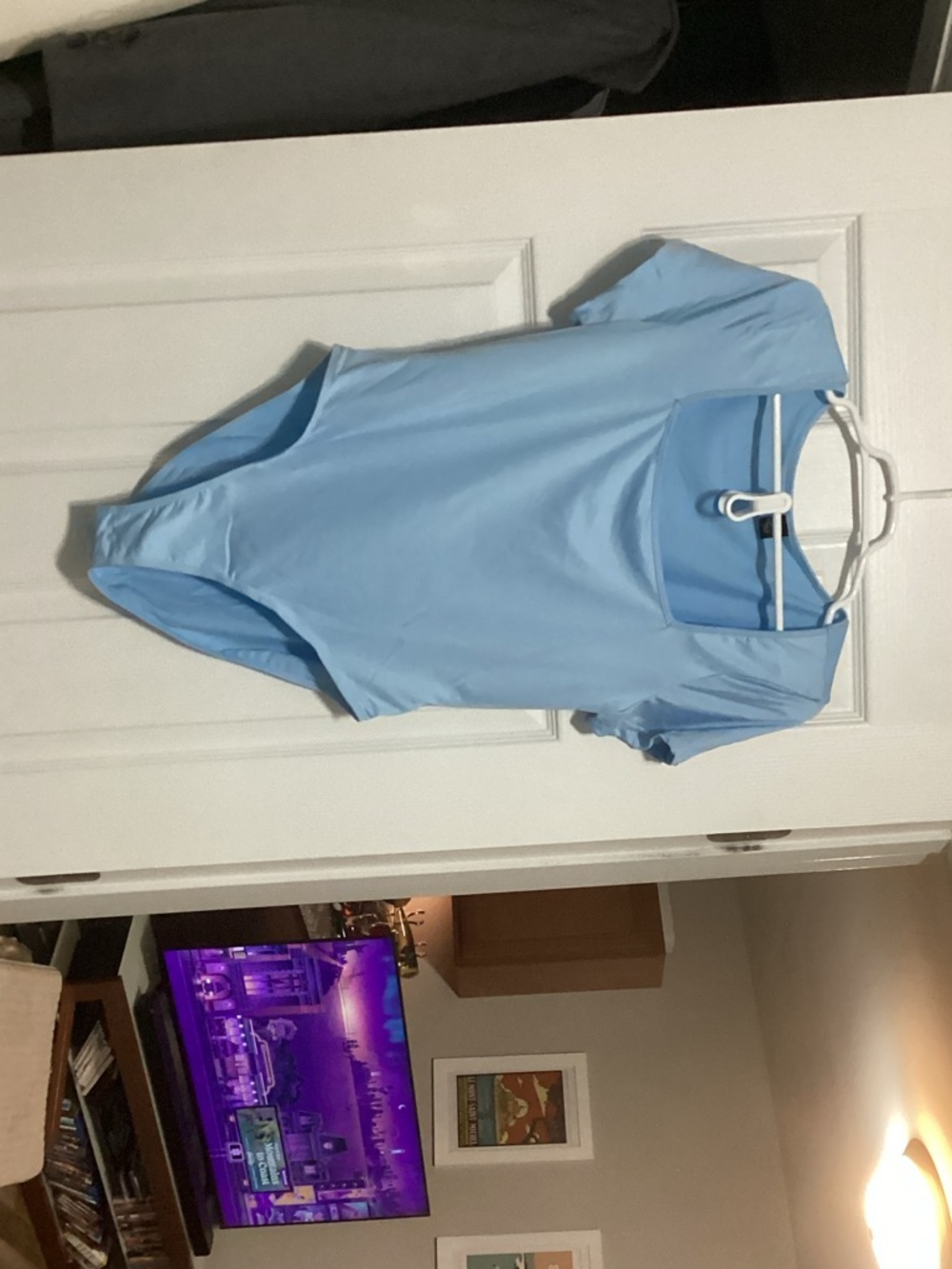 SHEIN Light Blue Short Sleeve Bodysuit